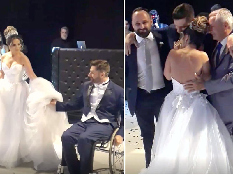 اضغط لمشاهدة الفيديو: أب يُساعد ابنه المقعد ليؤدي رقصته الأولى مع زوجته